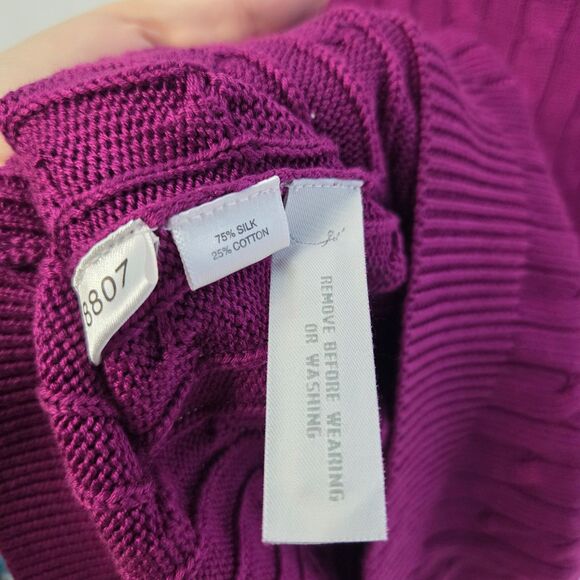 Ann Taylor Silk Cotton Textured Knit Sweater Purple Size Small - Picture 7 of 7